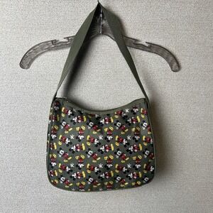 Disney Mickey Mouse Bag Olive Army Green Shoulder Purse Tote Bag Zipper Strap